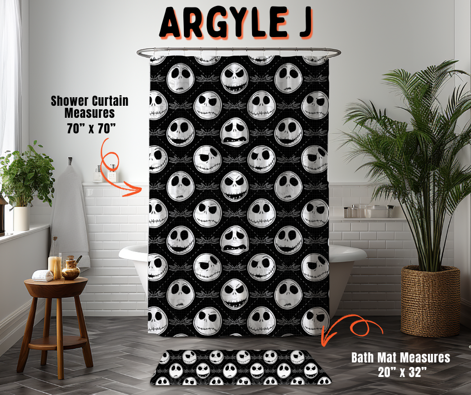 Preorder! Closes 6/10. ETA Sept. Argyle J Custom Shower Curtain and/or Bath Mat