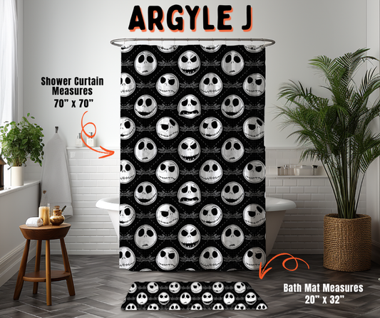 Preorder! Closes 6/10. ETA Sept. Argyle J Custom Shower Curtain and/or Bath Mat