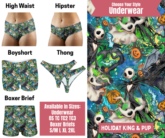 Preorder! Closes 9/29. ETA Dec. Holiday King & Pup Hipster, High Waist, Boyshort, & Thong Underwear & Boxer Briefs