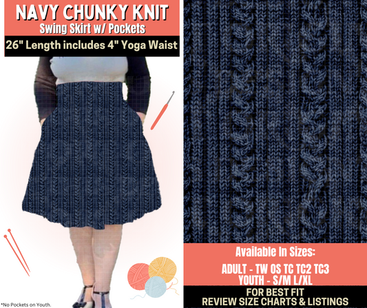 Preorder! Closes 10/1. ETA Dec. Navy Chunky Knit Swing Skirt