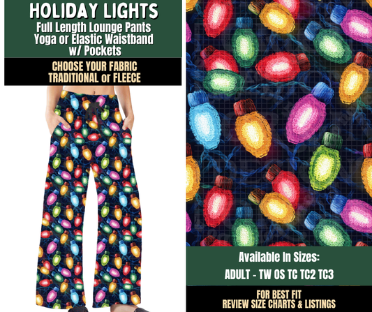 Preorder! Closes 8/12. ETA Nov. Holiday Lights Lounge Pants Choose Fleece or Traditional