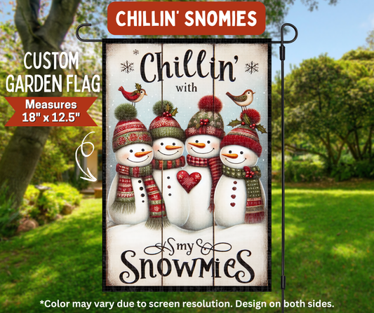 Preorder! Closes 8/10. ETA Nov. Chillin' Snomies Garden Flag