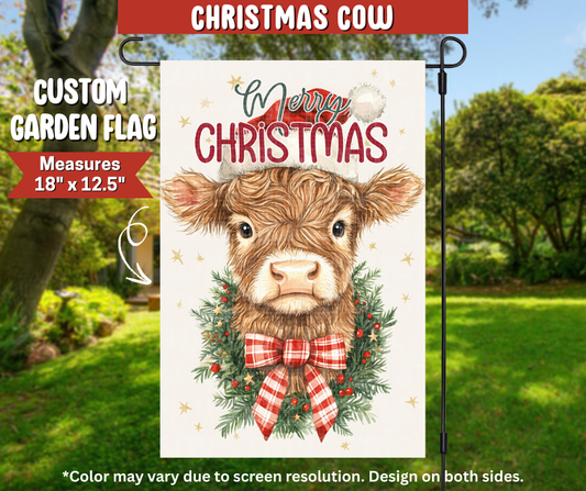 Preorder! Closes 9/22. ETA Dec. Christmas Cow Garden Flag