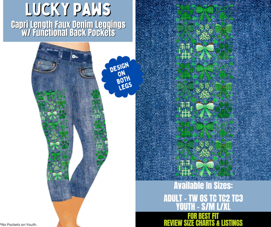 Preorder! Closes 12/15. ETA March. Lucky Paws Capri Leggings w/ Side Leg Designs