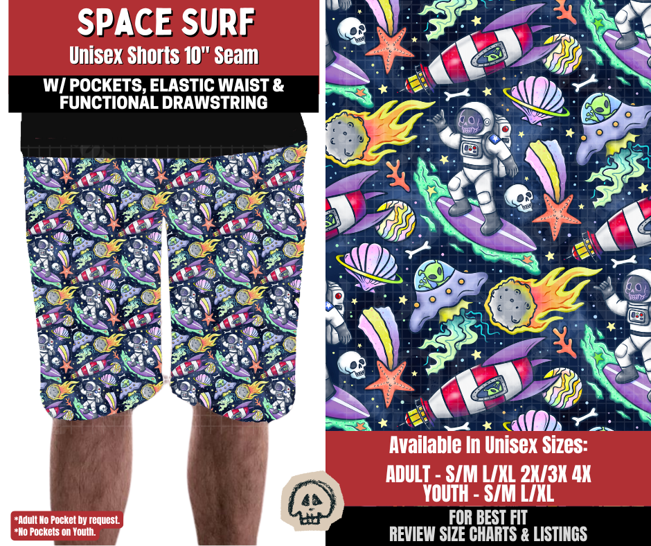 Preorder! Closes 12/22. ETA March. Space Surf Unisex Shorts
