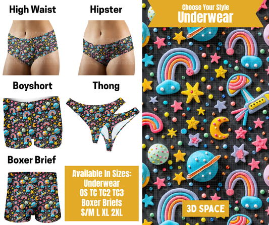 Preorder! Closes 10/28. ETA Jan. 3D Space Hipster, High Waist, Boyshort, & Thong Underwear & Boxer Briefs
