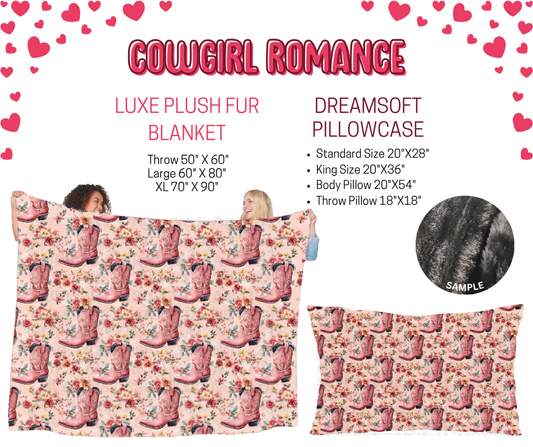 Preorder! Closes 11/17. ETA Jan. Cowgirl Romance Luxe Plush Fur Blanket and/or DreamSoft Pillowcase