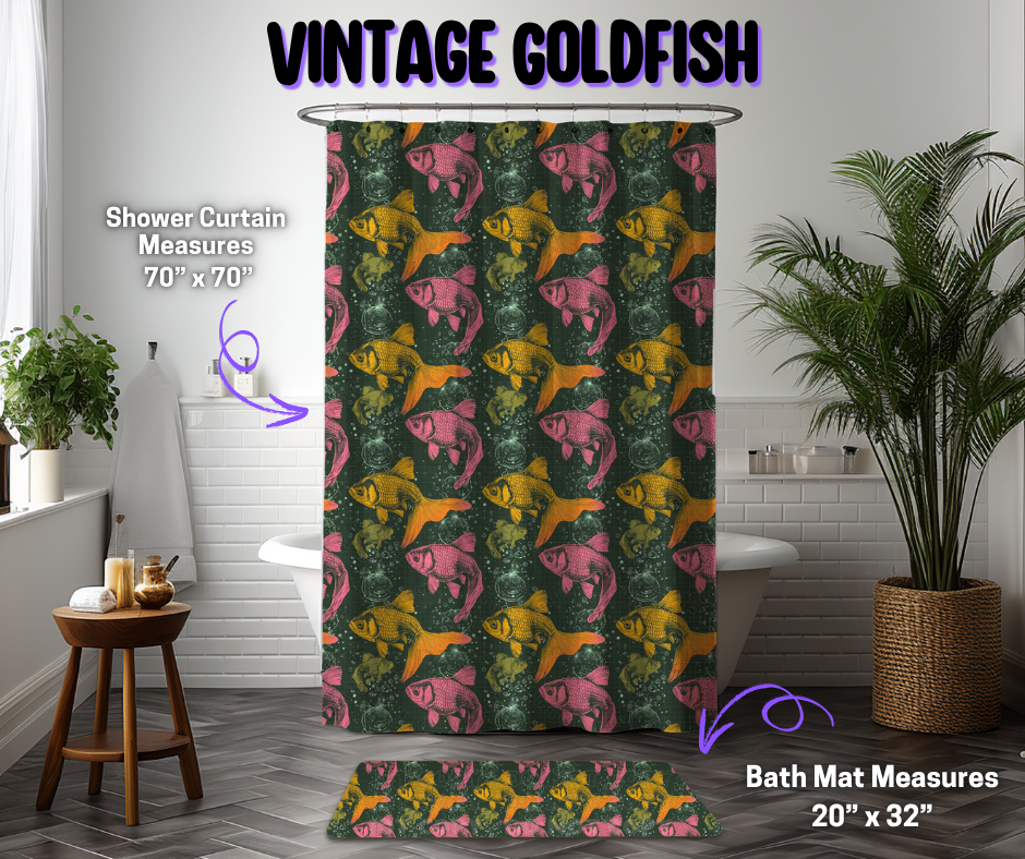 Preorder! Closes 12/8. ETA March. Vintage Goldfish Custom Shower Curtain and/or Bath Mat