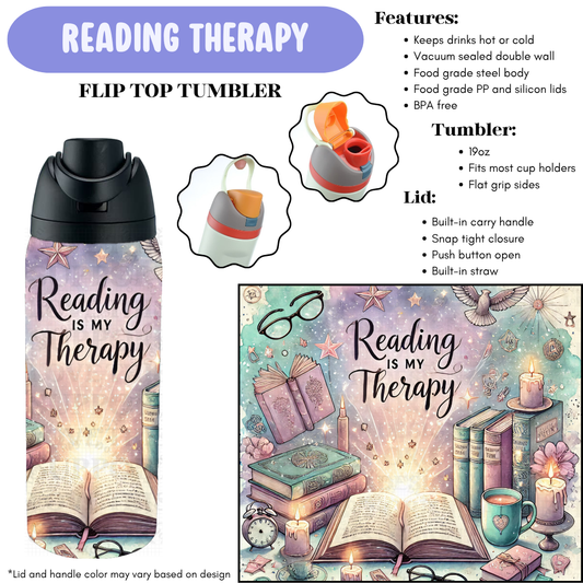Preorder! Closes 12/11. ETA Feb. Reading Therapy Flip Top Tumbler