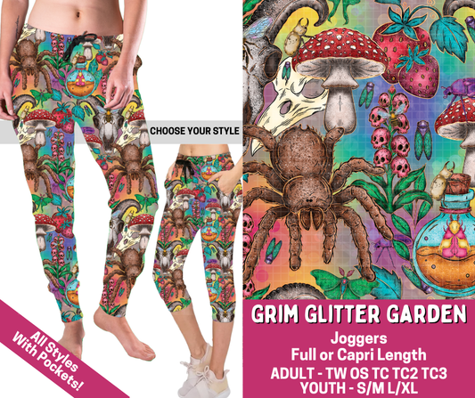 Preorder! Closes 3/2. ETA June. Grim Glitter Garden Combo Jogger Lengths