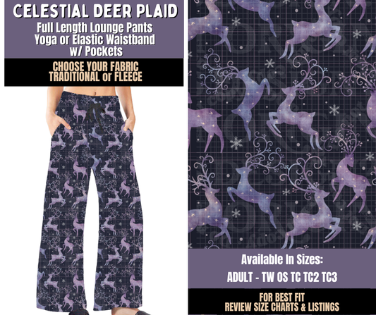 Preorder! Closes 9/3. ETA Dec. Celestial Deer Plaid Lounge Pants Choose Fleece or Traditional