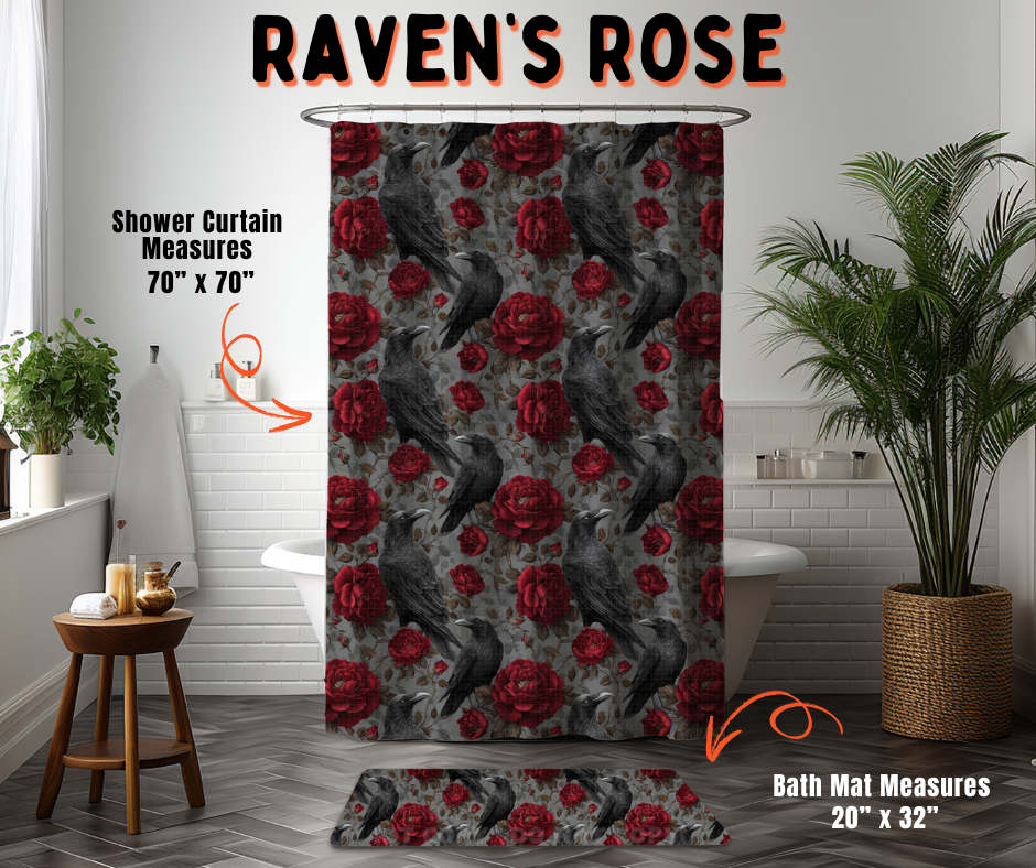 Preorder! Closes 6/10. ETA Sept. Raven's Rose Custom Shower Curtain and/or Bath Mat