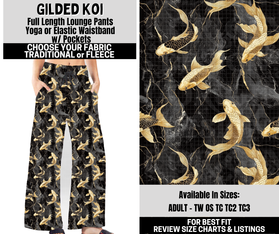 Preorder! Closes 10/6. ETA Dec. Gilded Koi Lounge Pants Choose Fleece or Traditional