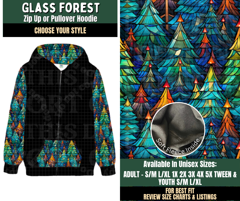Preorder! Closes 8/12. ETA Nov. Glass Forest Zip-Up or Pullover Hoodie