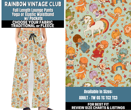 Preorder! Closes 10/13. ETA Jan. Rainbow Vintage Club Lounge Pants Choose Fleece or Traditional