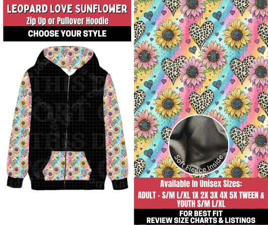 Preorder! Closes 11/13. ETA Jan. Leopard Love Sunflower Zip-Up or Pullover Hoodie