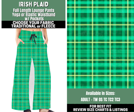 Preorder! Closes 12/4. ETA Feb. Irish Plaid Lounge Pants Choose Fleece or Traditional