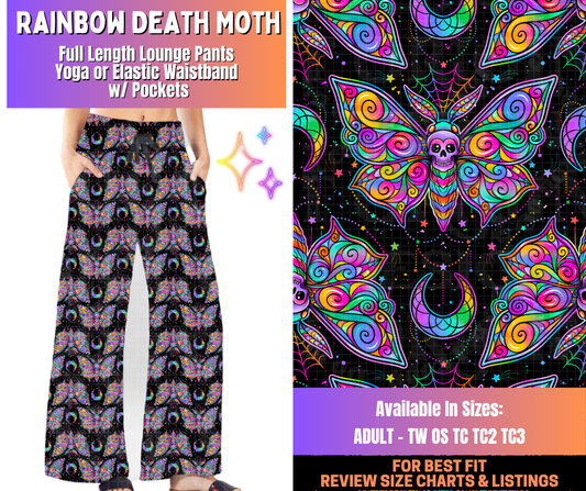 Preorder! Closes 12/10. ETA March. Rainbow Death Moth Full Length Lounge Pants