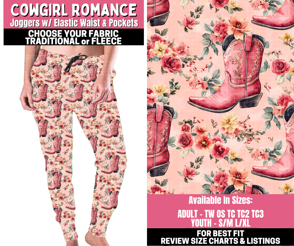 Preorder! Closes 11/19. ETA Jan. Cowgirl Romance Joggers Choose Fleece or Traditional