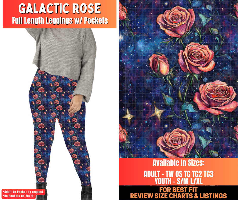Preorder! Closes 12/29. ETA March. Galactic Rose Full Length Leggings w/wo Pockets