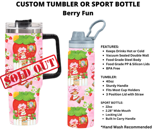 Berry Fun Custom Tumbler or Sport Bottle - Alonna's Legging Land