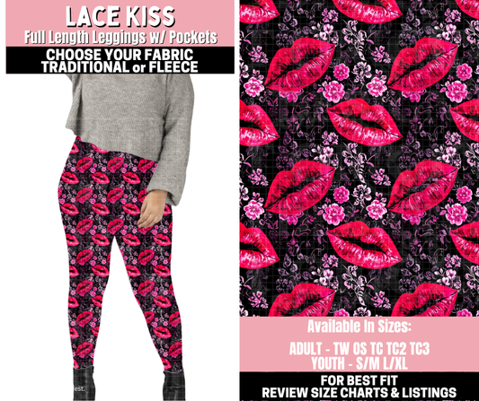 Preorder! Closes 11/12. ETA Jan. Lace Kiss Leggings Choose Fleece or Traditional