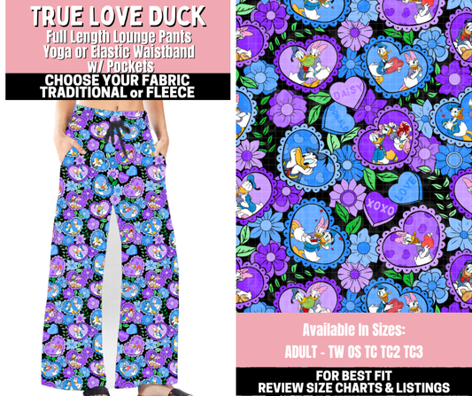 Preorder! Closes 11/12. ETA Jan. True Love Duck Lounge Pants Choose Fleece or Traditional