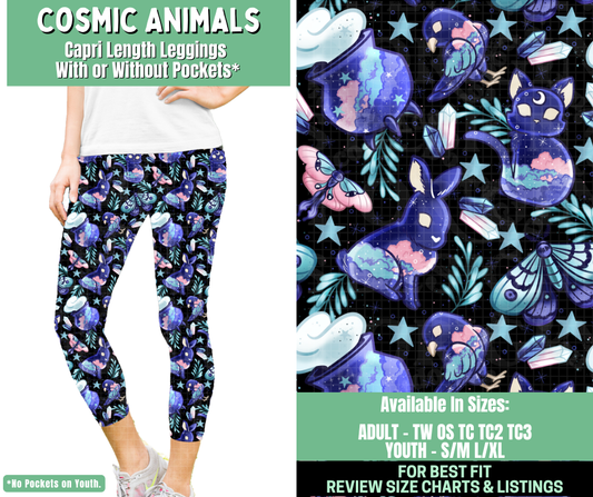Preorder! Closes 1/7. ETA March. Cosmic Animals Capri Length Leggings w/wo Pockets