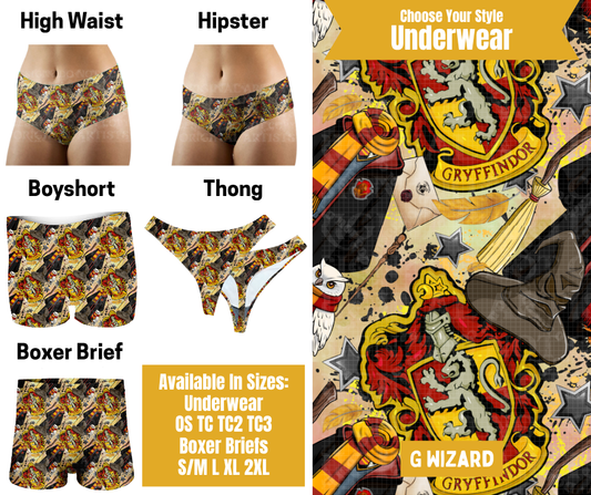 Preorder! Closes 10/28. ETA Jan. G Wizard Hipster, High Waist, Boyshort, & Thong Underwear & Boxer Briefs