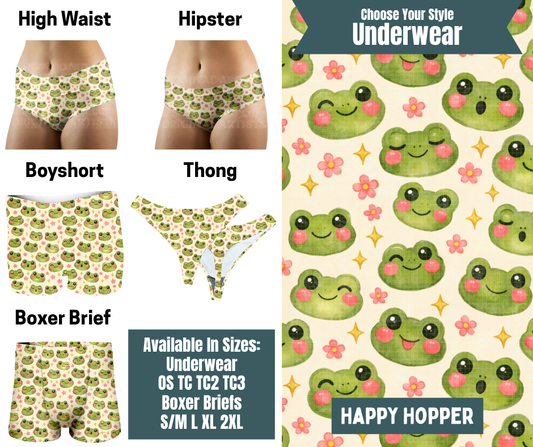 Preorder! Closes 9/30. ETA Dec. Happy Hopper Hipster, High Waist, Boyshort, & Thong Underwear & Boxer Briefs