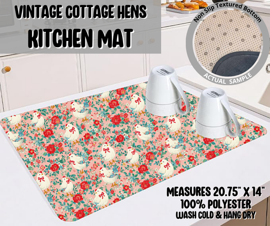 Preorder! Closes 4/20. ETA July. Vintage Cottage Hens Kitchen Mat