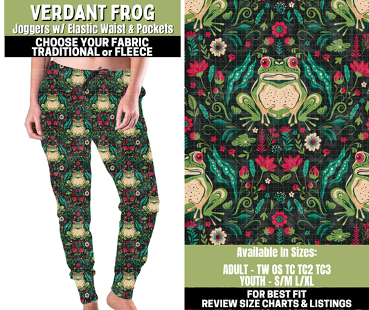 Preorder! Closes 11/6. ETA Jan. Verdant Frog Joggers Choose Fleece or Traditional