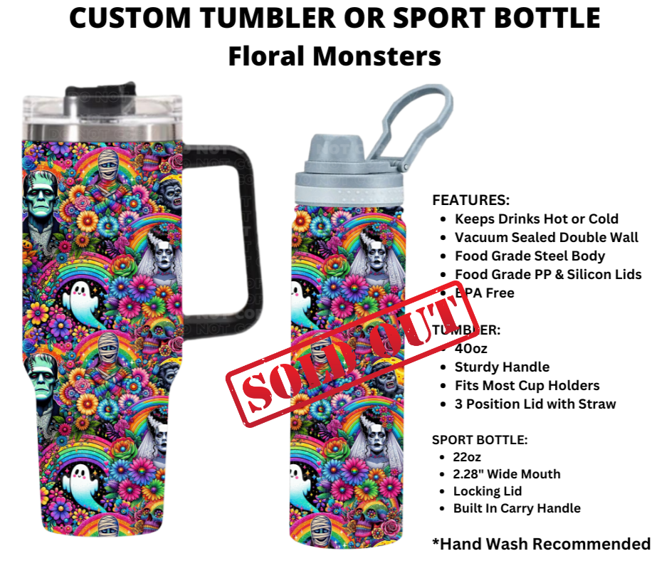 Floral Monsters Custom Tumbler - Alonna's Legging Land