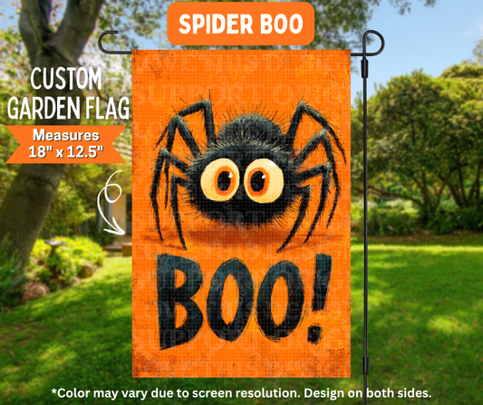Preorder! Closes 7/6. ETA Oct. Spider Boo Garden Flag