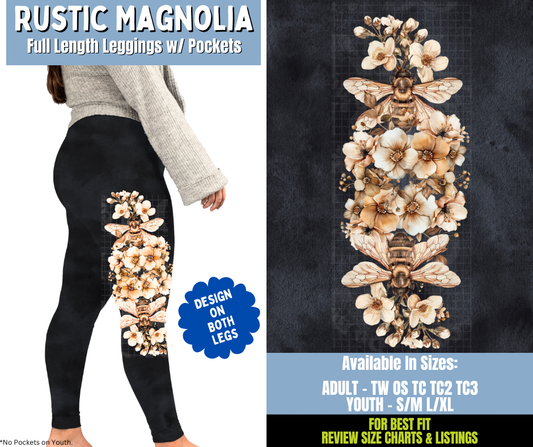 Preorder! Closes 12/15. ETA March. Rustic Magnolia Full Length Leggings w/ Side Leg Designs