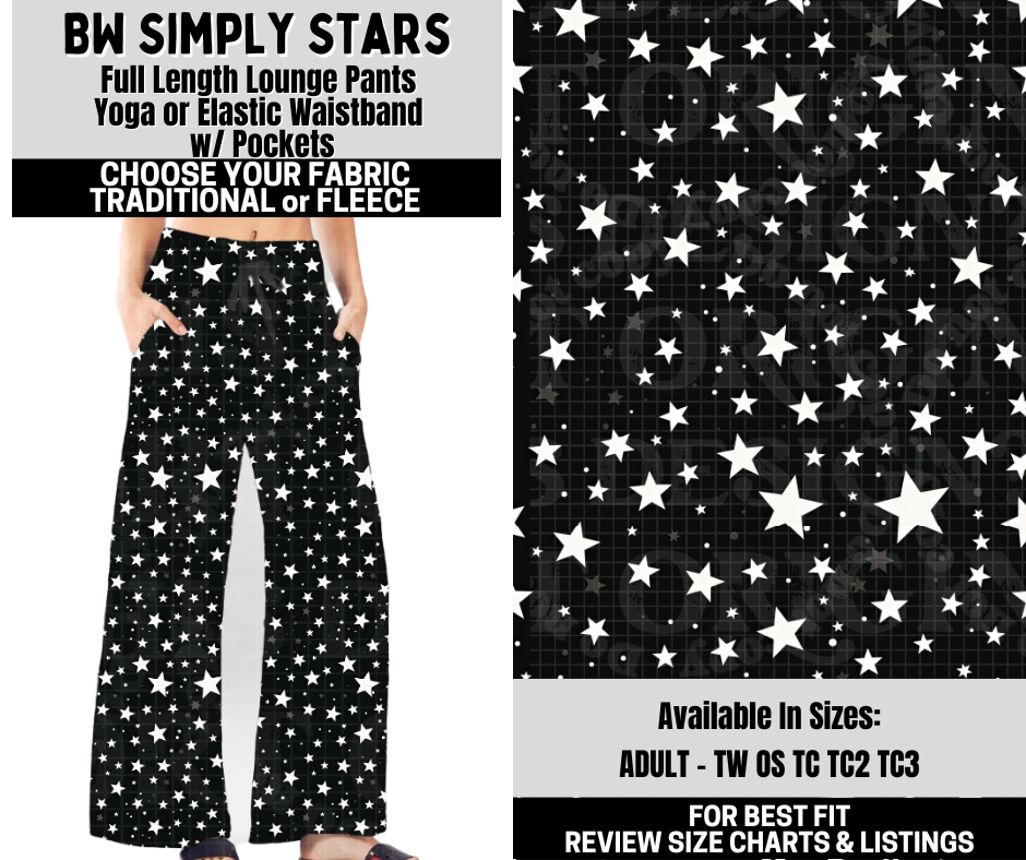 Preorder! Closes 10/6. ETA Dec. BW Simply Stars Lounge Pants Choose Fleece or Traditional