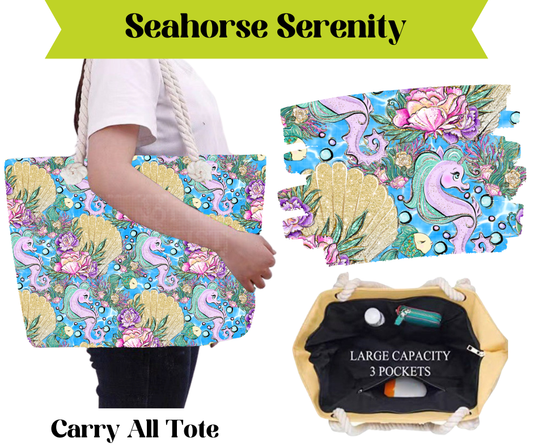 Preorder! Closes 3/16. ETA May. Seahorse Serenity Carry All Tote