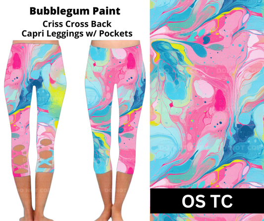 Bubblegum Paint Criss Cross Capri w/ Pockets