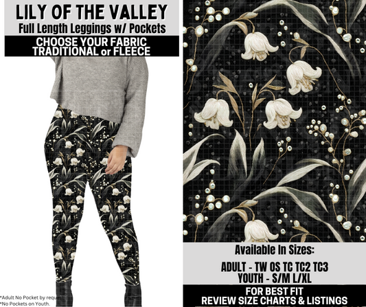 Preorder! Closes 10/6. ETA Dec. Lily Of The Valley Leggings Choose Fleece or Traditional