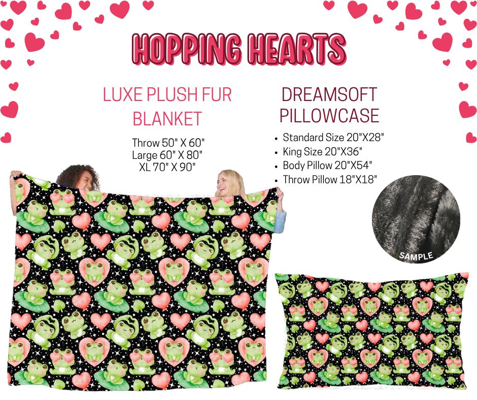 Preorder! Closes 11/17. ETA Jan. Hopping Hearts Luxe Plush Fur Blanket and/or DreamSoft Pillowcase