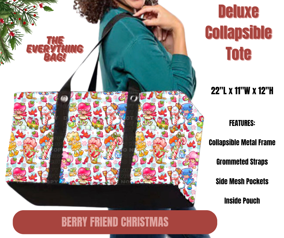 Preorder! Closes 9/1. ETA Dec. Berry Friends Christmas Collapsible Tote