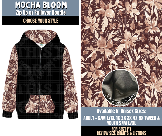 Preorder! Closes 9/24. ETA Dec. Mocha Bloom Zip-Up or Pullover Hoodie