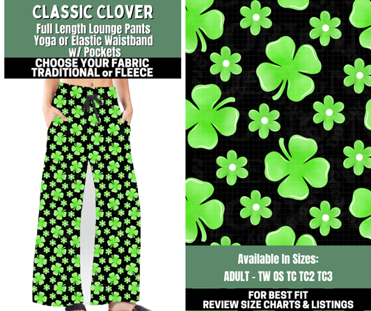 Preorder! Closes 12/4. ETA Feb. Classic Clover Lounge Pants Choose Fleece or Traditional