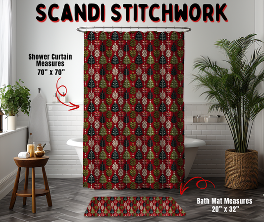 Preorder! Closes 9/2. ETA Dec. Scandi Stitchwork Custom Shower Curtain and/or Bath Mat