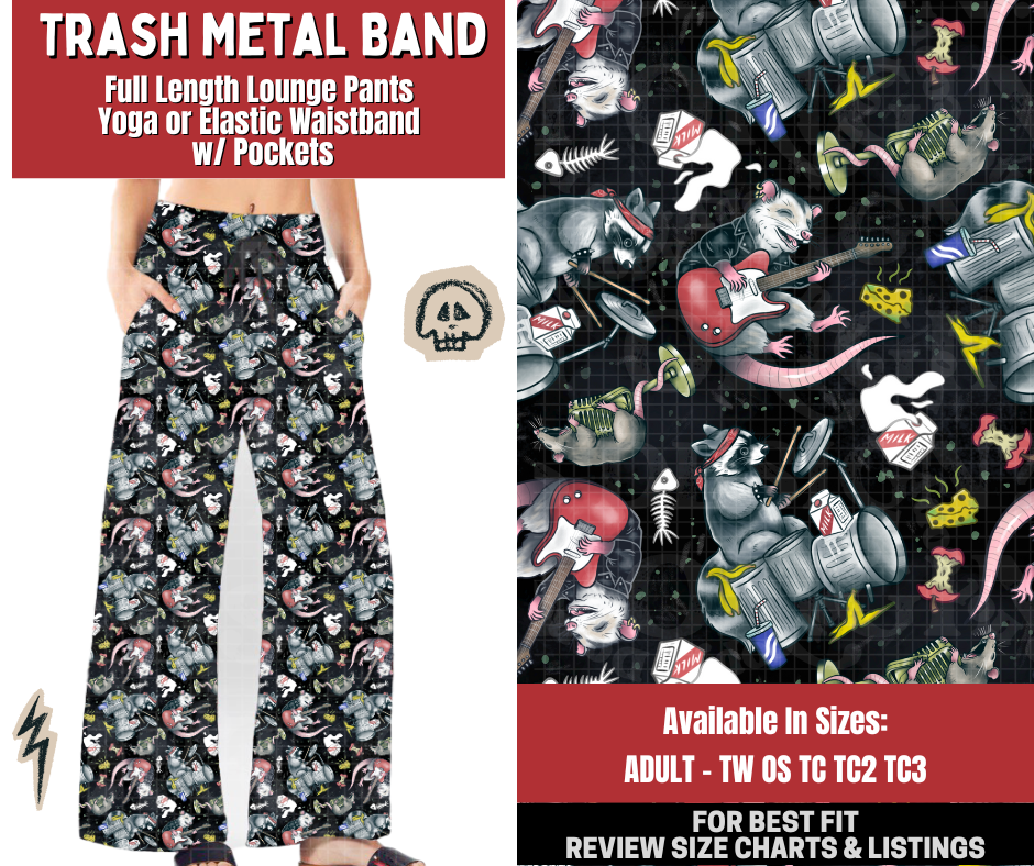 Preorder! Closes 12/22. ETA March. Trash Metal Band Full Length Lounge Pants