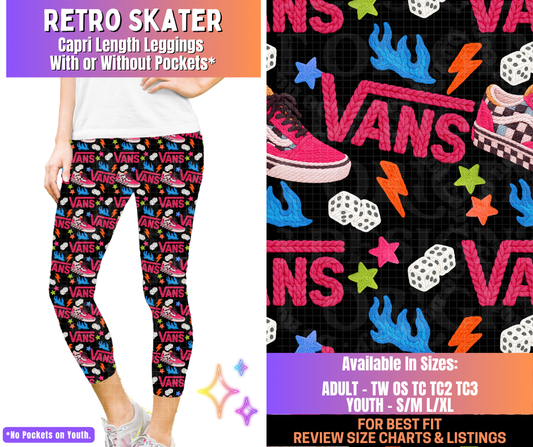 Preorder! Closes 12/10. ETA March. Retro Skater Capri Length Leggings w/wo Pockets