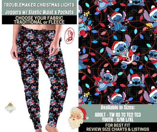 Preorder! Closes 9/15. ETA Dec. Troublemaker Christmas Lights Joggers Choose Fleece or Traditional