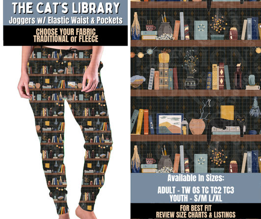 Preorder! Closes 9/24. ETA Dec. The Cat's Library Joggers Choose Fleece or Traditional