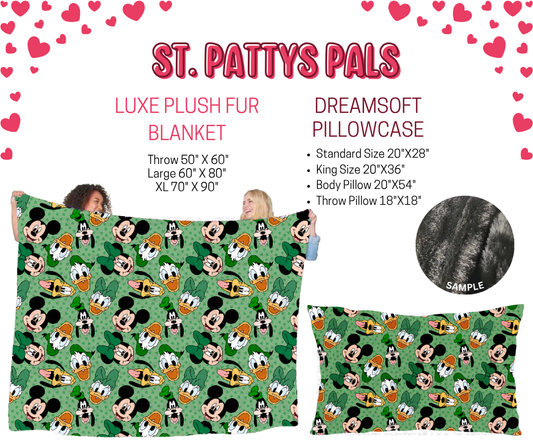 Preorder! Closes 11/17. ETA Jan. St Pattys Pals Luxe Plush Fur Blanket and/or DreamSoft Pillowcase