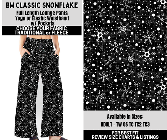Preorder! Closes 10/6. ETA Dec. BW Classic Snowflake Lounge Pants Choose Fleece or Traditional